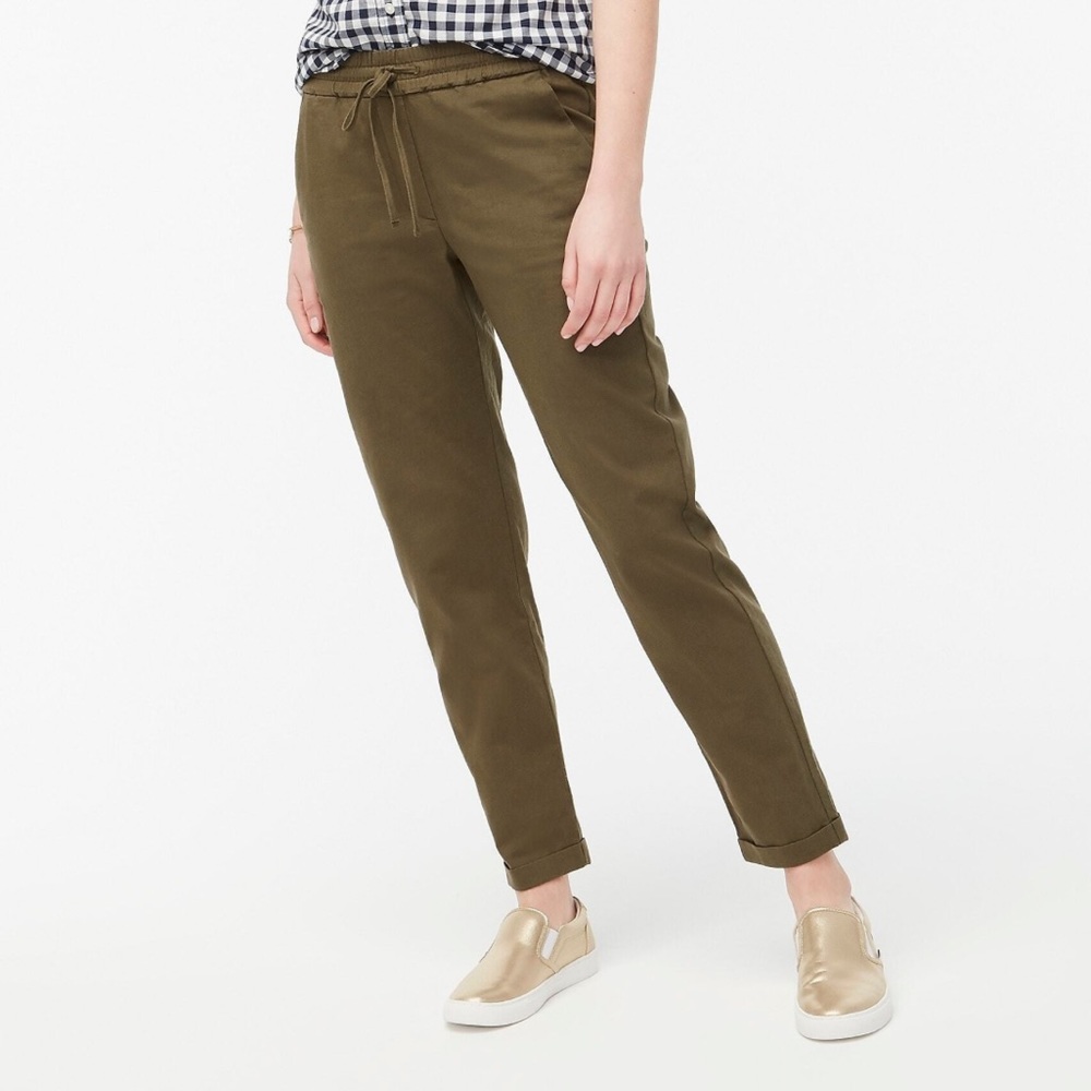 J. Crew Factory green linen blend drawstring pant